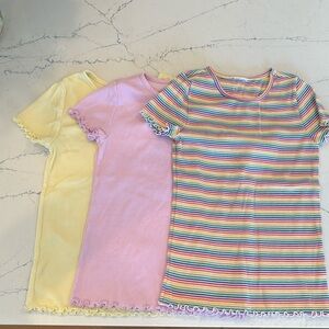 Set of three Gap tshirts.  Rainbow, Yellow and Pink. Size 8-10.